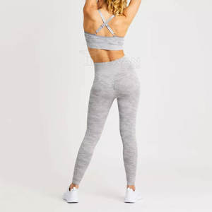 Vêtements de fitness de gymnastique personnalisables pour femmes ensemble de yoga à motif solide de nouveau style avec fermeture à la taille élastique - Product Image 3
