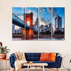 Póster en lienzo de Cincinnati: Impresión artística de paisaje urbano para decoración de pared, 4P: Enmarcado tipo galería - Product Image 1