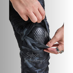 Pantalones de moto con protección, Vaqueros elegantes de verano de camuflaje negro con equipo de protección corporal certificado CE para hombre, pantalones de moto - Product Image 5