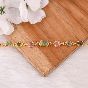 Pulsera de Plata de Ley 925 con Turmalina de Diseño para Mujer, Pulsera Hecha a Mano Personalizada, Joyería con Dijes, Pulsera de Cadena - Product Image 2