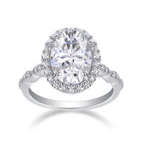 Bijoux fins coupe ovale grandes bagues Moissanite bagues de fiançailles de mariage muti-pierres pierres luxe gemme 925 bagues en argent Sterling