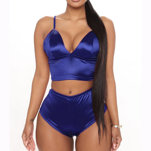 OEM Custom 2 Piece <b>Silk</b> Sleepwear Pajama Set <b>Ladies</b> Lingerie <b>Pyjamas</b> Women Sleepwear Sets Custom Logo Two Piece Satin Pajama Set - Product Image 2