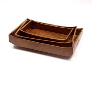 Plateaux de service en bois à finition polie naturelle d'aspect royal Plateau de service en bois pour collations sur mesure - Product Image 3