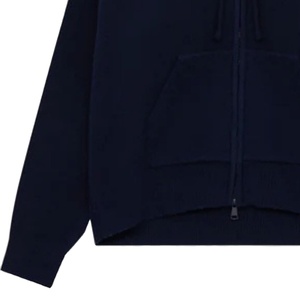 Navy Knit Zip Through Hoodie with Embroidered Logo Comfortable Stylish Streetwear Premium Knitwear for Men Perfect for Casual - Product Image 3