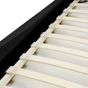 Lit à plateforme rembourré en Faux cuir, avec Support de lamelles en bois, tête de lit tuftée, pleine taille, noir, rouge, marron, TH-H8414 - Product Image 4