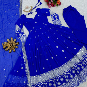 Beau costume de créateur-Pent et Dupatta avec séquence avec fil - Product Image 1