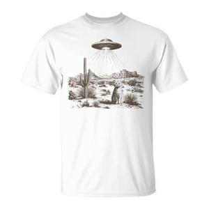 เสื้อยืดคาวบอยสไตล์วินเทจลายแมวโรดีโอตะวันตก พร้อมลายยูเอฟโอเอเลี่ยนและลูกแมวสไตล์ไวลด์เวสต์ สำหรับคนรักแมว - Product Image 1