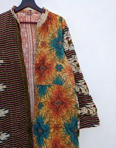100% coton Kantha réversible veste manteau fait à la main imprimé fleuri veste ouverte avec broderie matelassée tissé-veste traitée - Product Image 3