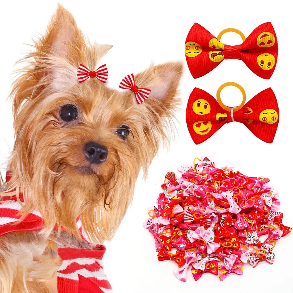 Arcs à cheveux pour chiens avec élastiques Chiot Petit nœud papillon Accessoires pour cheveux Produits de toilettage pour animaux de compagnie