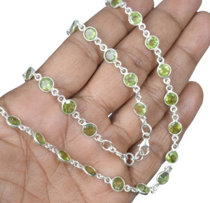 Peridot vert coupé 925 argent Sterling mois de novembre collier de pierres précieuses naturelles Bracelet bijoux faits à la main cadeau pour noël - Product Image 1
