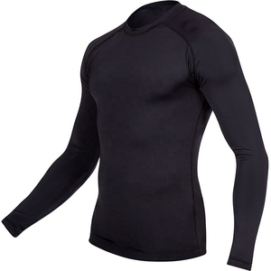Customized Logo Printing Long Sleeve Round <b>Neck</b> Quick Dry Breathable Comfortable Compression Rash Guard Men Black Yellow Color - Product Image 1