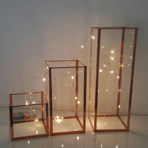 Set of 3 Geometric Glass Candle Holders with Long Stem Square <b>Lantern</b> Shape for Home Decoration Christmas Decor Gift Ideas - Product Image 2