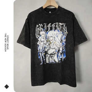 Camiseta de 300Gsm para hombre, 100% algodón, cuello acanalado simulado, camiseta de gran tamaño con hombros caídos, ropa de calle en blanco, camisetas para hombre - Product Image 2