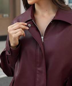 Veste de moto en cuir synthétique pour femme de qualité supérieure, grande taille, imperméable, écologique, hiver, manches longues, fermeture éclair, surdimensionnée - Product Image 1