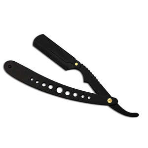 Full Black Color Coated Single Blade Shaving <b>Razors</b> <b>for</b> <b>Men</b> Hole Design Handle Foldable Shaving Knives - Product Image 6