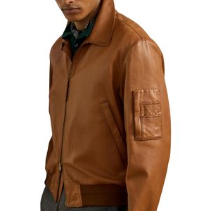 Chaqueta de Invierno de Cuero de Oveja Genuino Original para Hombre, Cuello Alto, Cierre de Cremallera, Logotipo, Último Diseño, OEM, Alta Calidad, Personalizable y Elegante - Product Image 3