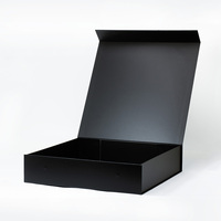 Boîte cadeau pliable en carton noir de luxe, format carré A3, peu profonde