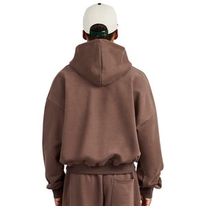 Ensemble de survêtement décontracté pour homme Reklo Industries, marron, coupe oversize, en molleton épais, avec sweat à capuche zippé et pantalon de survêtement à jambes larges, idéal pour l'hiver et le streetwear - Product Image 5