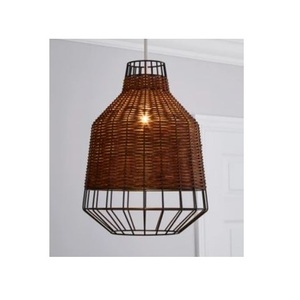 Lámpara Colgante Decorativa Vintage Hecha a Mano de Hierro y Ratán con Luz LED Blanca Cálida para Cocina o Comedor - Product Image 2