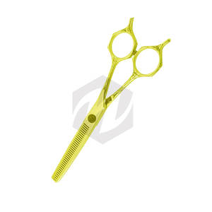 Ciseaux à effiler de qualité supérieure en acier allemand, couleur or clair, avec double repose-doigts et lame tranchante pour une coupe de précision - Product Image 2