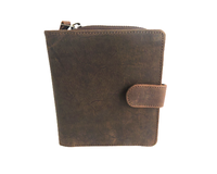 Cartera de Cuero Genuino Hecha a Mano para Mujer, Estilo Vintage, Diseño Trifold, Cierre de Cremallera, Bloqueo RFID, Forro de Satén Duradero, Personalizada