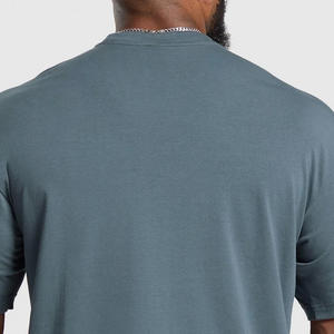 เสื้อยืดผู้ชายผ้าฝ้ายผสมใยไผ่สีพื้นทรงโอเวอร์ไซส์เนื้อหนาสไตล์วินเทจไซส์ใหญ่ระบายอากาศได้ดี - Product Image 5