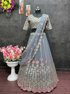 NOUVEAU DESIGNER BOLLYWOOD HEAVY GEOREGTTE 9MM WORK LEHENGAS AVEC DUPATTA - Product Image 6