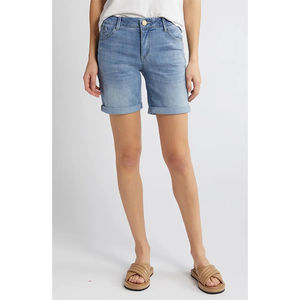 Shorts en jean pour femmes, nouvelle collection, style décontracté d'été, bouton, coupe ajustée, délavé à l'acide, coton - Product Image 1