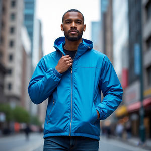 Chaquetas cortavientos negras de alta calidad para hombre, chaqueta de lluvia para senderismo al aire libre para hombre, chaqueta cortavientos con capucha y cremallera de montaña personalizada - Product Image 6