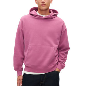 <b>Pink</b> High Quality Heavyweight Cotton French Terry <b>Hoodie</b> Blank Cropped Boxy Fit Oversize Custom <b>Men</b> Pullover <b>Hoodie</b> - Product Image 1