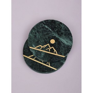 GREY <b>Marble</b> <b>COASTER</b> with Inlay WORK Custom Size Luxury <b>Marble</b> Stone& Metal Inlay Cup <b>Coaster</b> for Tea or Coffee Stone <b>Coaster</b> - Product Image 6