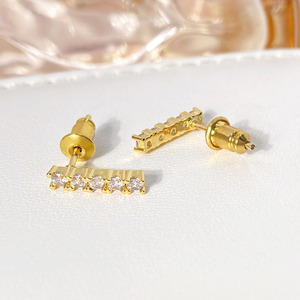 Para Foxi, venta al por mayor, Pendientes chapados en oro, joyería de moda, Aretes, pendientes de barra de Zirconia cúbica, estilo bonito, Envío listo principal - Product Image 5