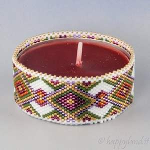 Bougeoirs photophore avec perles de rocaille et broderie perlée avec conceptions personnalisées Bougeoir avec perles de rocaille personnalisées pour bougies chauffe-plat - Product Image 6