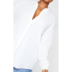 Fabricante al por mayor de las mujeres con estilo de verano blanco con textura de gran tamaño Casual Top de manga larga más fiesta mejor precio Características - Product Image 3