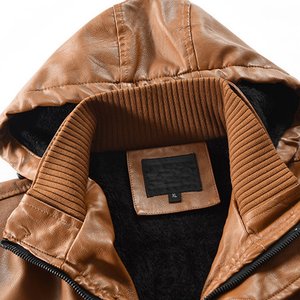 เสื้อแจ็คเก็ตหนังสำหรับผู้ชายเสื้อโค้ทไบเกอร์หนังเทียม - Product Image 3