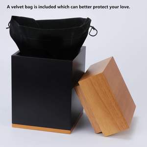 Urnes commémoratives en bois massif pour cendres adultes hommes femmes Design moderne sac en velours pour papa maman urnes funéraires hommes/femmes pour humains - Product Image 5