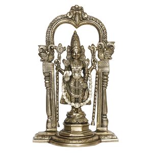 Estatua de Latón Hecha a Mano de Tirupati Balaji para Decoración del Hogar y la Oficina, para Diwali y Bodas, Artesanía Metálica - Product Image 1
