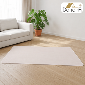 DarianA Rectangle Solid Color Area <b>Rug</b> Polyester Non-Slip Low Pile Rubber Backing Machine Made Medium Thickness Scandinavian - Product Image 2