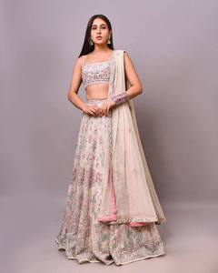 Diseñador indio paquistaní Golden Foil Mirrors Lehnga Festival Wear Silk Lehenga Choli con colores brillantes para ropa de fiesta - Product Image 4