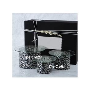 ชุดที่วางเค้กทรงกลม3ชิ้นพร้อมแม่งานทำด้วยมือทำจากไม้และที่วางช็อคโกแลตแก้ว - Product Image 5