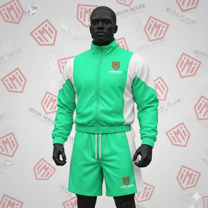 Conjunto Deportivo de Dos Piezas para Hombre, Chaqueta Cortavientos con Capucha y Cierre, Estampada, de Nailon/Algodón, con Pantalones Cortos y Chaqueta - Product Image 1