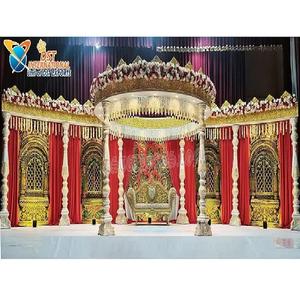 Gran Gujarati boda aspecto de madera FRP Mandap boda del sur de la India FRP Maharani Mandap Tamil boda tallada Kalyana Mandapam EE. UU. - Product Image 1