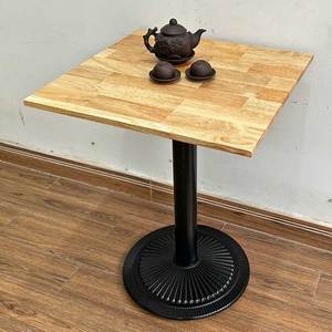 Durable Square Coffee Table with Wooden Top and Iron Legs Industrial Design Style <b>Powder</b>-Coated <b>Cast</b> Iron Base-CFD68167 - Product Image 2