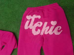 Pantalon de survêtement droit classique OEM, pantalon déchiré, taille élastique, coton, lavage à l'acide, dentelle, hiver, femme - Product Image 5