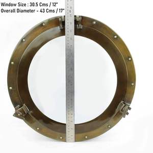 Decoración de Pared con Ojo de Buey de Aluminio con Acabado Antiguo, Estilo Náutico Vintage, Ventana Redonda Decorativa para Oficina en Casa - Product Image 5