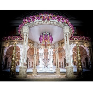 Gujarati ceremonia de boda de madera Akshara Mandap boda madera tallada redonda Mandap conjunto exclusivo boda decoración Palacio Mandap - Product Image 1
