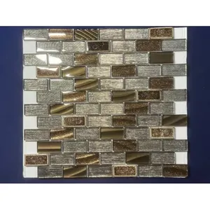 กระเบื้องโมเสคสี่เหลี่ยมสีเงิน/สีน้ำตาล/หินอ่อนสำหรับห้องครัวห้องน้ำกระเบื้องพรีเมี่ยม NY21 - Product Image 1