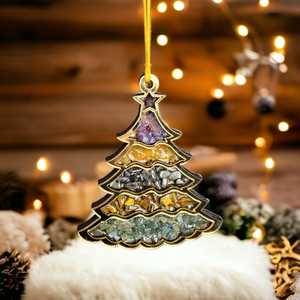 Venta al por mayor de árbol de Navidad para colgar en la pared y coche con fichas de piedras preciosas reales, artículo de regalo decorativo, adorno colgante de árbol de Navidad a granel - Product Image 2