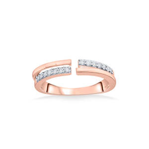 Bague en or rose sertie de diamants, design tendance à maillons - Product Image 3