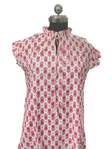 Fait à la main de haute qualité rose imprimé fleuri coton robe pour les femmes élégant Boho indien décontracté été naturel manufacturé indien - Product Image 5